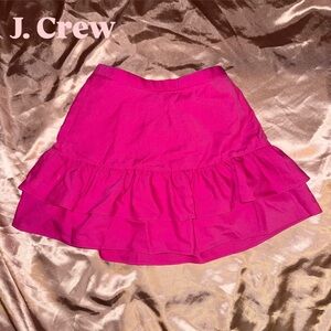 J. Crew Fuchsia Ruffle Skater Skirt